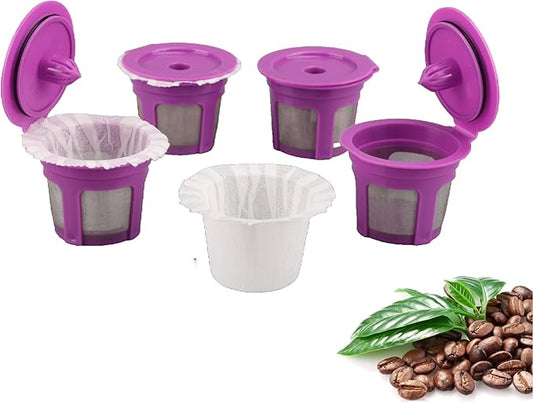 Haetyly 300 Count Paper Filters with 2 Pack Reusable K Cup Coffee Pods,Compatible with Keurig Single Serve Coffee Maker 2.0 & 1.0