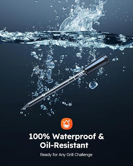 AYMDKI Wireless Meat Thermometer with App Control, 600FT Bluetooth Range, 2 Probes & 6 Sensors, 0.5S Instant Read, LCD Display, IP67 Waterproof Real-Time Monitoring & Smart Alerts for BBQ, Grill, Oven