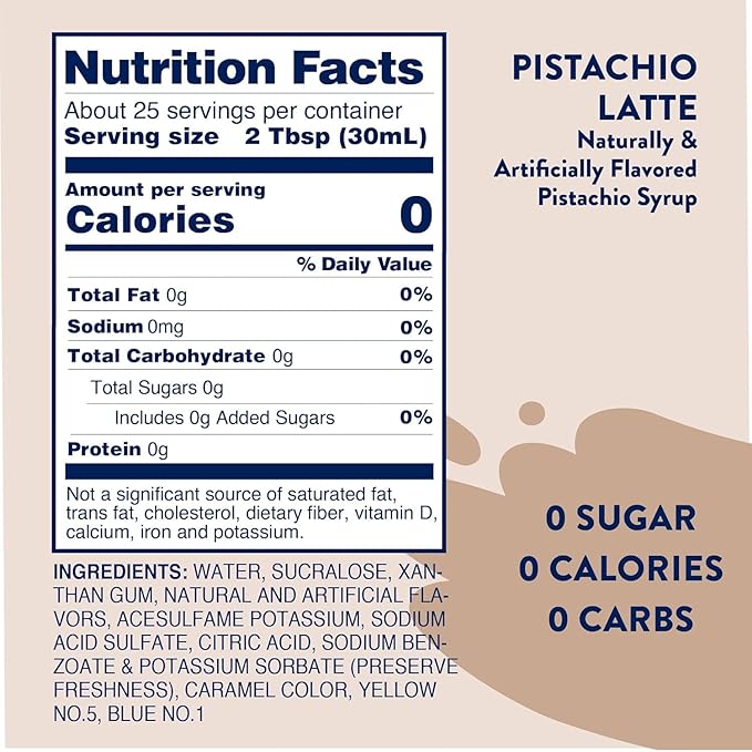 Jordan’s Skinny Mixes Sugar Free Coffee Syrup, Pistachio Coffee Flavoring Syrup, Zero Calorie Drink Mix, Lattes, Baking, Protein Shake or Cocktail, Dairy & Gluten Free, Kosher, 25.4 Fl Oz, 2 Pack