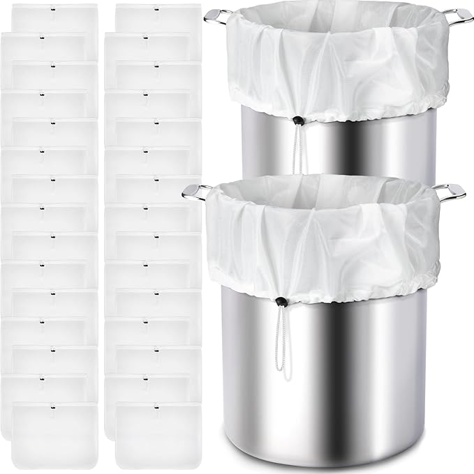 Chumia 30 Pack Brew Bags Reusable Extra Large 26 x 22'' Fine Mesh Strainer Cold Brew Filters Drawstring Cheese Cloth Straining Bags Wine Making Supplies for Fruit Cider Beer