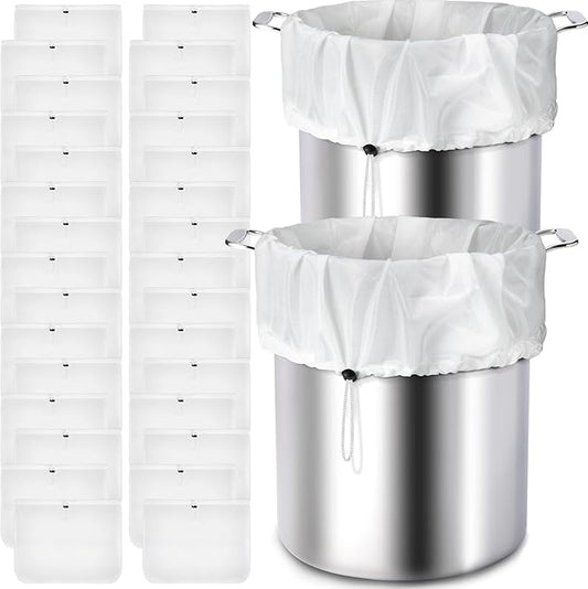 Chumia 30 Pack Brew Bags Reusable Extra Large 26 x 22'' Fine Mesh Strainer Cold Brew Filters Drawstring Cheese Cloth Straining Bags Wine Making Supplies for Fruit Cider Beer