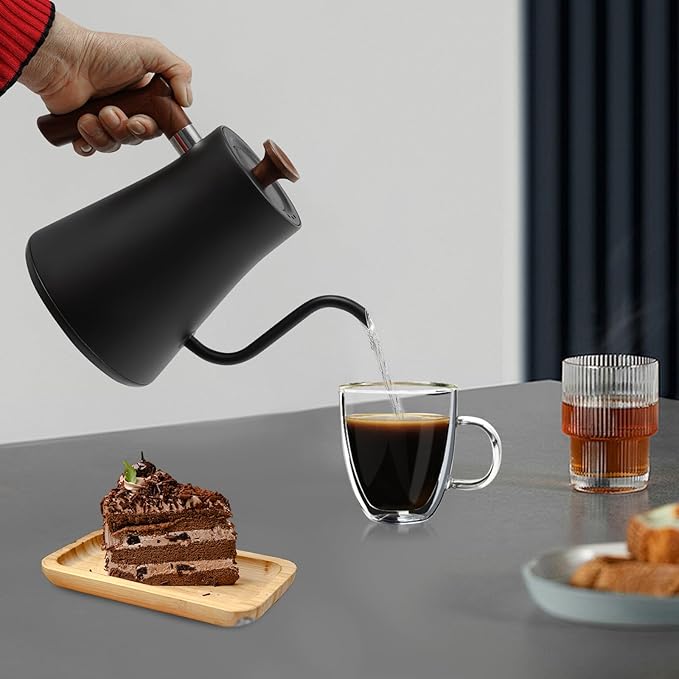 Electric Kettle Gooseneck Kettle for Pouring Over Water Coffee Tea 1200W Quick Heating 0.24Gal Capacity (Black)