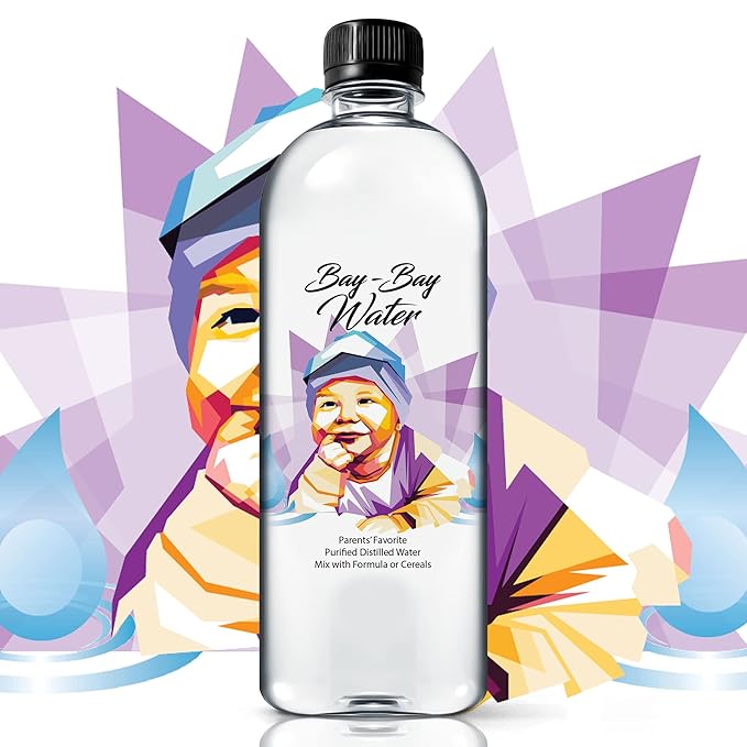 Bay Bay Water - Purified Distilled Water for Babies - 16.9 oz. - Use for Everyday Drinking, Infant Formula, Milk, and Baby Cereal - BPA Free - No Fluoride, Phosphate - Prevent Mineral Overload - (12)