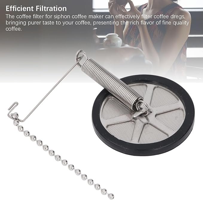 Reusable Metal Coffee Filter for Siphon Coffee Maker, Reusable Stainless Steel Syphon Coffees Filter with Chain for Siphon Coffee Maker Other Similar Syphon Coffee Machine