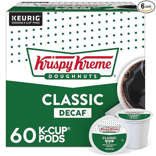 Krispy Kreme Classic Decaf Keurig Single-Serve K-Cup Pods, Light Roast Coffee, 60 Count (6 Packs of 10)