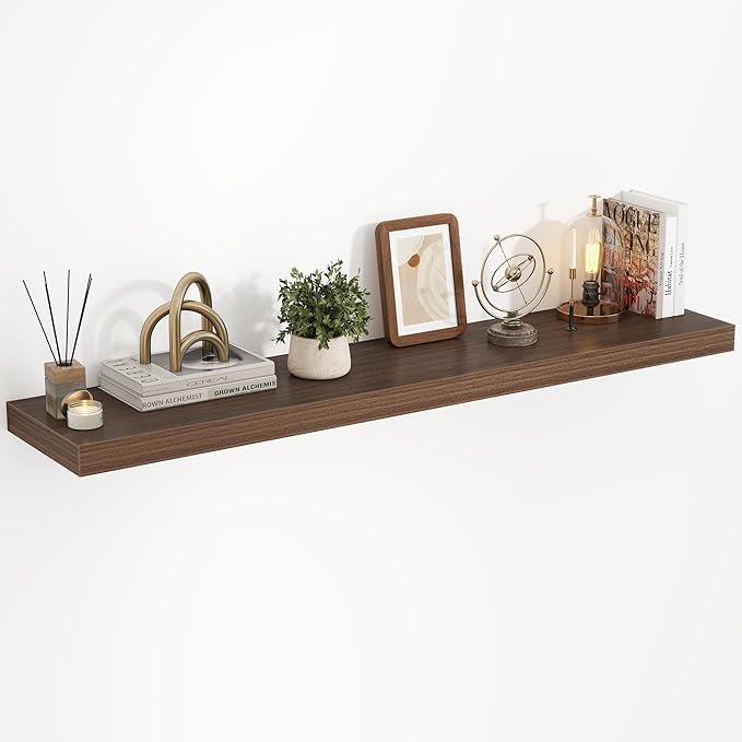 40 Inch Floating Shelves, 3D Textured Wood Grain, 40"x9.25"x1.5" Inch Deep Floating Shelves for Wall, Wooden Shelves for Bathroom, Bedroom, Living Room, Walnut, 1 Piece