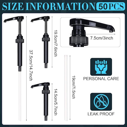Geetery 50 Pcs Coffee Syrup Pumps Skinny Pumps for 25.4 Oz/750ml Coffee Syrup Bottles for Home Bar Soda Cherry Juice Cocktails(Black)