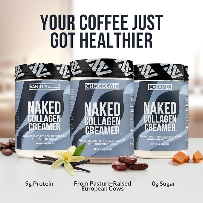 Naked Collagen Coffee Creamer - Caramel Collagen Creamer For Coffee - Dairy-Free, Gluten-Free, GMO-Free - Support Hair, Skin, and Nails - 40 Servings