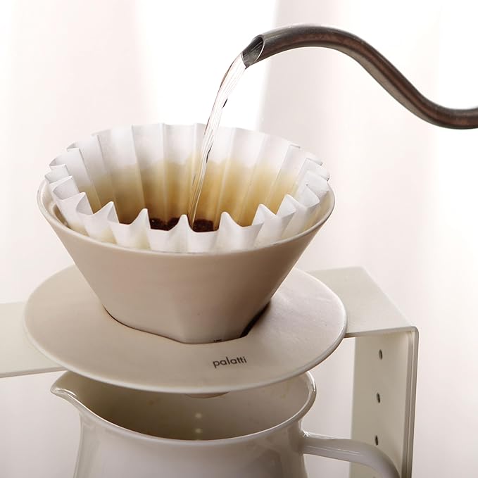 Palatti 185 Basket Coffee Paper Filters (100 count) for Flat Bottom Pour Over Makers and Drippers, with a Paper Box as a Convenient Filter Holder