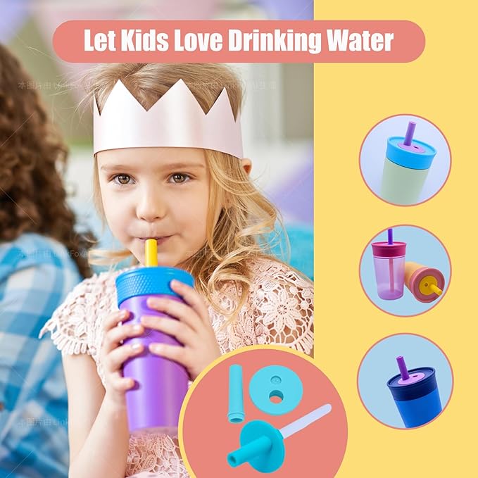 2Pack Silicone Straw Replacement for Owala Water Bottle & Tumbler,Leak-Proof Food Grade Kids Straw,Removable Replacement Lid Part,Dish Washer Safe,Make Kids Love Driking