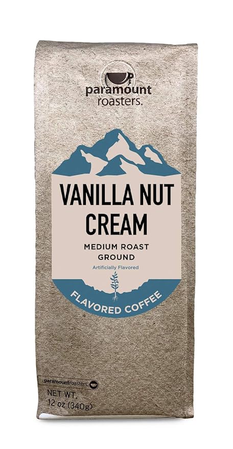 Paramount Roasters, Vanilla Nut Cream Flavored Ground Coffee, 1-12 ounce medium roast package from Paramount Coffee Company