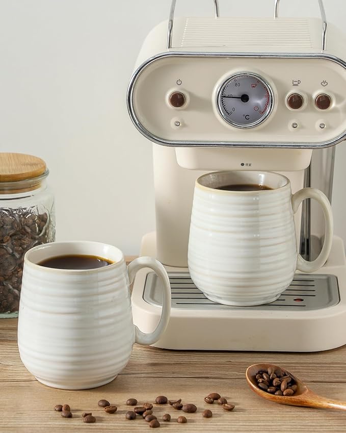 Hasense Coffee Mugs Set, 20 oz Large Coffee Cups with Handles, Ceramic Latte Cup for Tea, Cocoa, Oat Milk, Classic Soup Mug for Women and Men Gift, 2 Pcs, Clay-Infused White