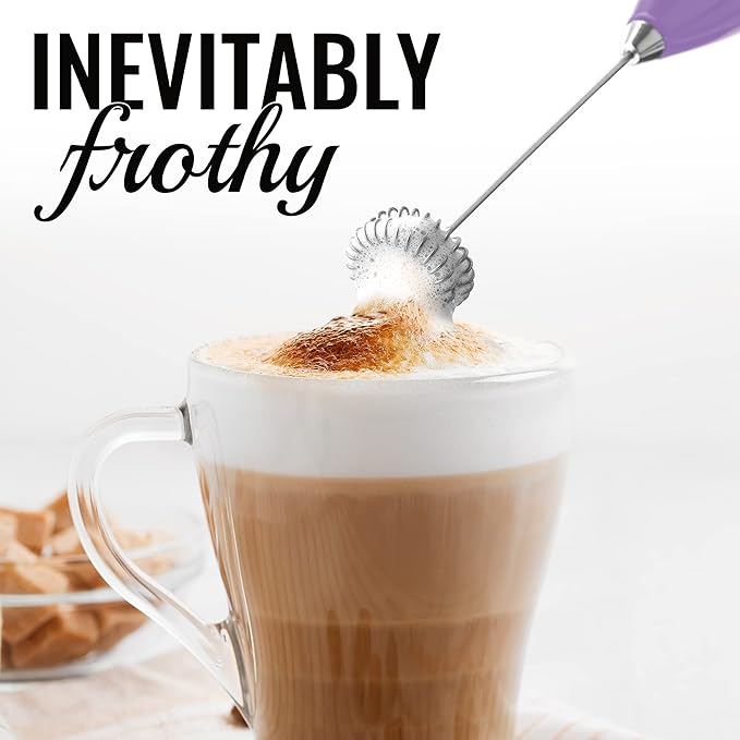 Milk Boss Double Whisk Milk Frother for Coffee With Upgraded Holster Stand - Coffee Frother Handheld - Electric Handheld Foam Maker - Hand Mixer for Latte, Matcha - Electric Whisk (Galaxy)