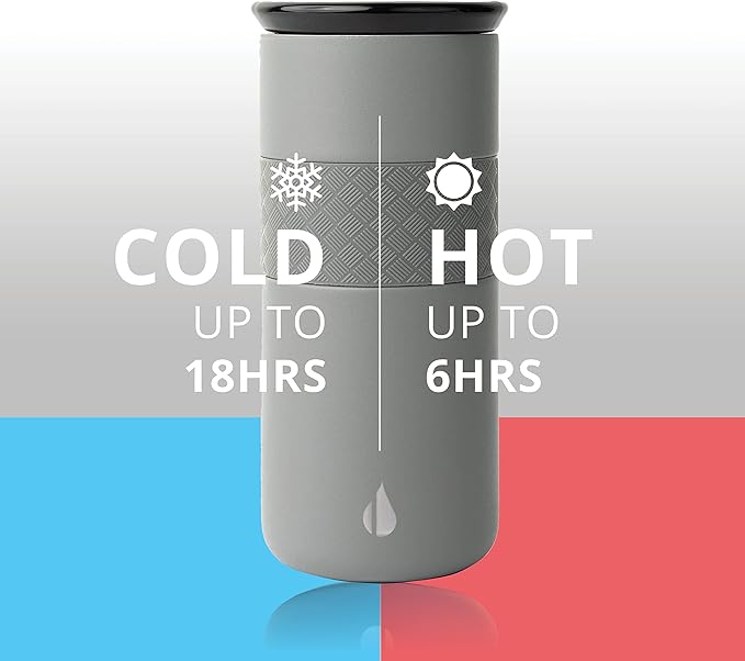 Elemental Artisan Insulated Tumbler, Triple Wall Coffee Travel Mug, Reusable Stainless Steel Coffee Tumbler with Ceramic Lid, Thermal Coffee Cups for Hot (6 Hrs) & Cold (18 Hrs), 16oz - Graphite