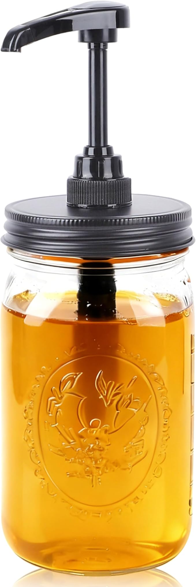 Mason Jar Syrup Sauce Dispenser Wide Mouth Coffee Syrup Dispenser 32 oz Airtight & Leak-Proof Glass Syrup Bottle With Pump 1 Quart Food Grade Syrup Container For Ketchup Honey Salad Liquid Condiments