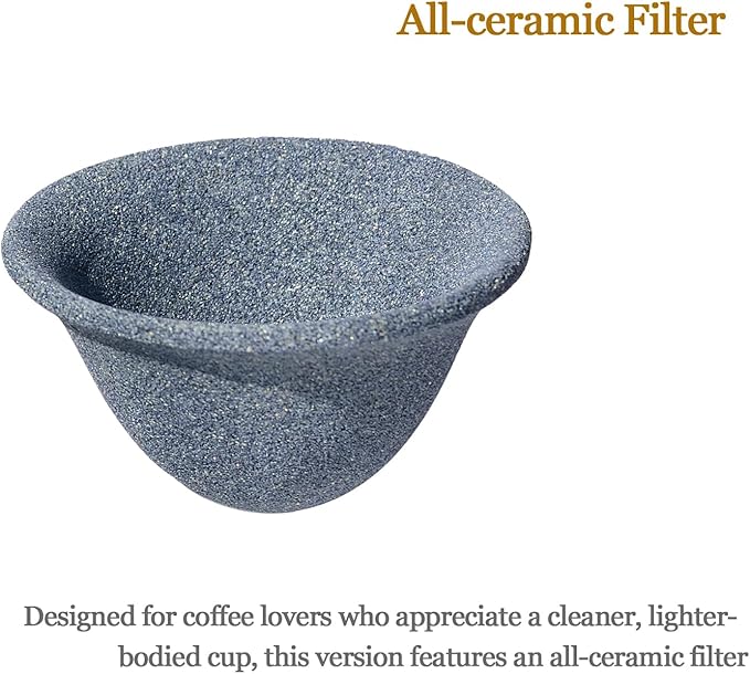 Pour Over Coffee Maker - All-Ceramic Drip Set, Single Serve Coffee Maker with Pour Over Dripper, Reusable Ceramic Filter & Carafe, Portable Travel Drip Kit with Cup + Storage Bag