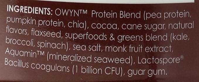 OWYN Only What You Need Plant-Based Protein Powder, Dark Chocolate, 1.17 lbs