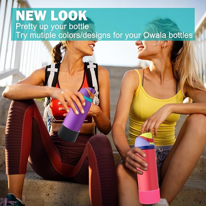 WK IEASON 2Pcs Silicone Boot for Owala Water Bottle, Protective Flask Bottom Cover Base for Owala FreeSip Twist and Flip Flask Water Bottle Accessories-2.83inch Bottom Diameter