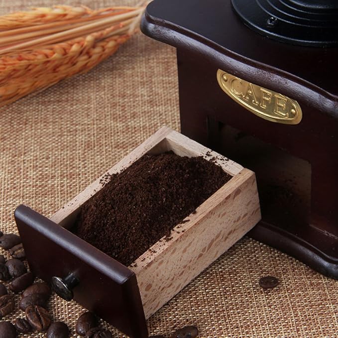 Manual Coffee Grinder Antique Cast Iron Hand Crank Coffee Mill With Grind Settings & Catch Drawer ，120 x 120 x 260mm