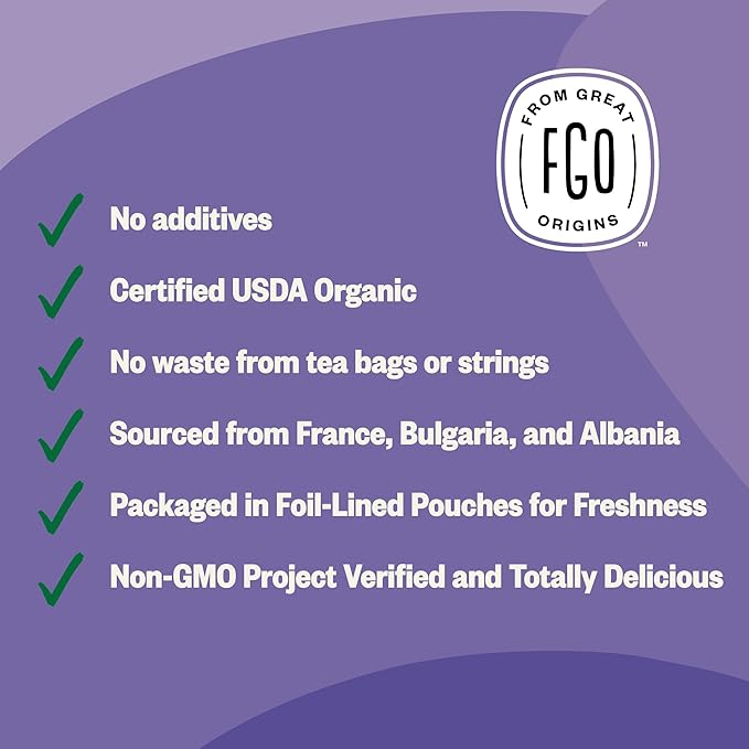 FGO Organic Dried Lavender Flowers, Extra Grade Dried Buds, Imported From France for Culinary or Sachet Bags, 16oz Bulk, Packaging May Vary (Pack of 1)
