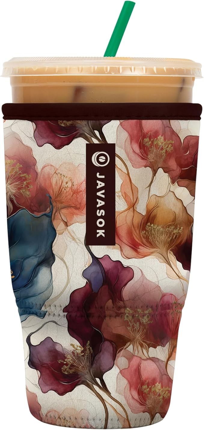 Sok It JavaSok Iced Coffee & Cold Soda Insulated Neoprene Cup Sleeve (Watercolor Whisper, Large: 30-32oz)