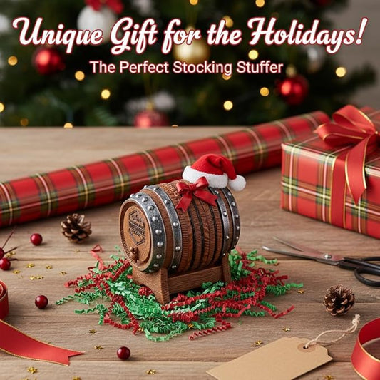 Whiskey Barrel Coasters Set 6 Full Size Non-Slip Cabin Decor Bar Coasters, Indoor Christmas Decorations, Man Cave Gifts for Men and Whiskey Lovers, Rustic Handmade Cup Coaster for The Home