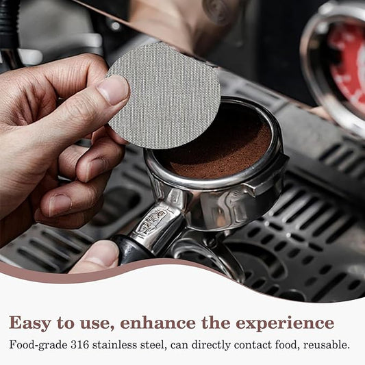 2-Pack Espresso Puck Screen, 53.3mm Stainless Steel Filter Screen, 1.7mm Thickness 150 Micron Reusable Accessories Espresso Filter for Portafilter Basket