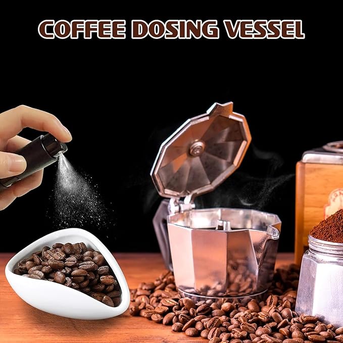 Coffee Bean Dosing Cup and Spray Bottle Set, Coffee Bar Espresso Accessories, Ceramic Dosing Vessel/Single Dose Measuring Tray Kit, Ceramic Single Dosing Tray For Coffee or Tea, Coffee Lover Gifts