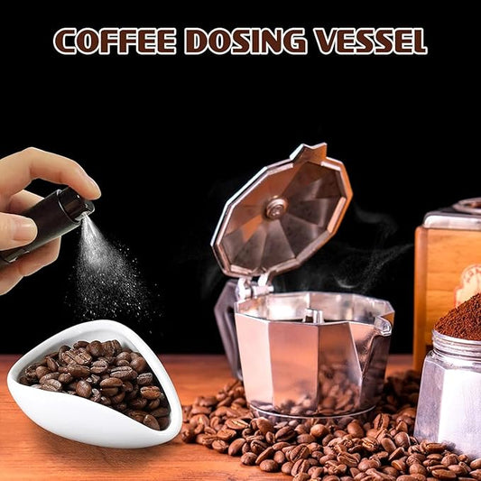 Coffee Bean Dosing Cup and Spray Bottle Set, Coffee Bar Espresso Accessories, Ceramic Dosing Vessel/Single Dose Measuring Tray Kit, Ceramic Single Dosing Tray For Coffee or Tea, Coffee Lover Gifts