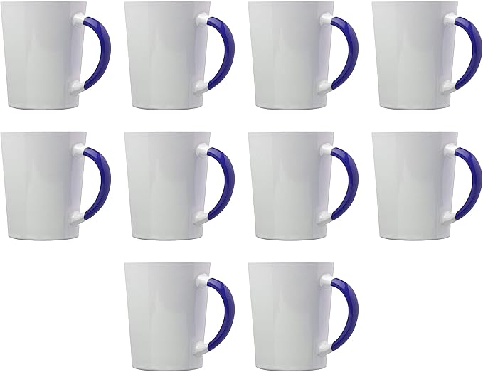 DISCOUNT PROMOS Ceramic Latte Coffee Mugs by Albany 13 oz. Set of 10, Bulk Pack - Perfect for Coffee, Tea, Espresso, Hot Cocoa, Other Beverages - Cobalt Blue