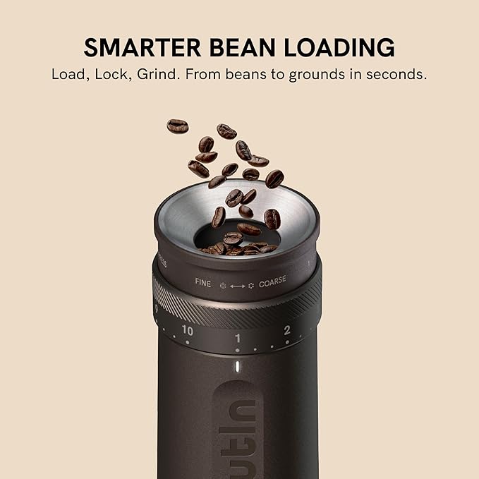 OutIn Nano Portable Electric Espresso Machine with Fino Portable Electric Coffee Grinder, Brown & Red