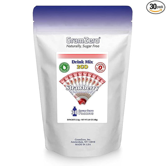 GramZero 2GO Sticks - Strawberry, Zero Calorie Sugar Free Drink Mix, Stevia Sweetened, Great For Nutrition Club Loaded Tea To Go Kits