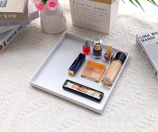 Small Square Serving Tray (9 inch), Durable White Tray for Desserts & Organization, Lightweight for Coffee, Drinks, Party, Seasoning, Perfume and Display.