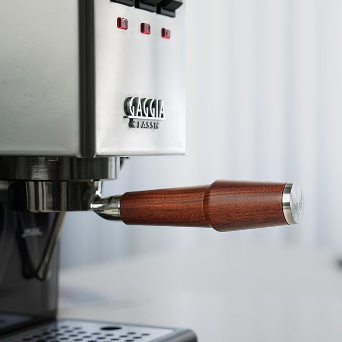 KNODOS 58mm Bottomless Portafilter For Gaggia Classic Pro, E24, GT and Evo Models Rosewood Handle Naked Porta Filter 58 mm & 18-21 Gram Filter Basket Included