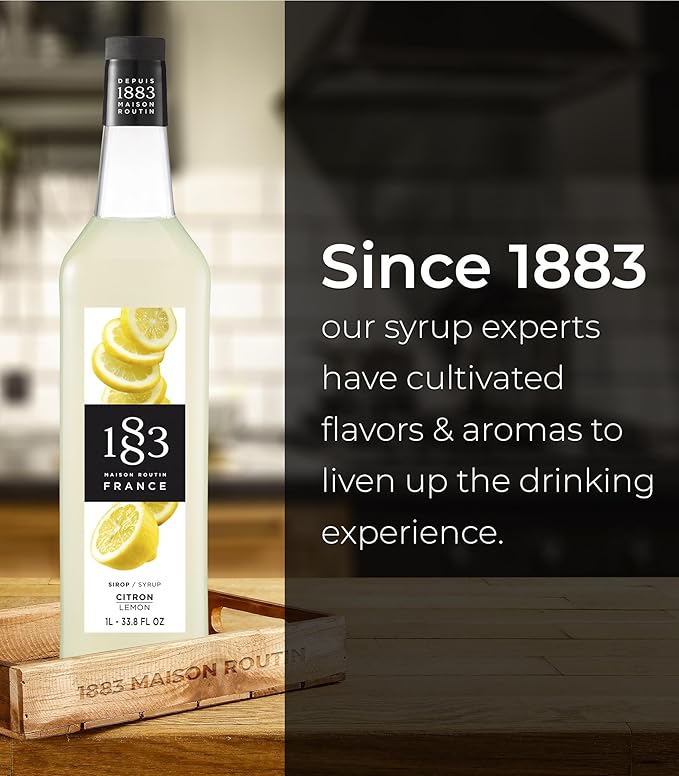 1883 Lemon Syrup for Drinks, Made in France, 1 Liter Glass Bottle