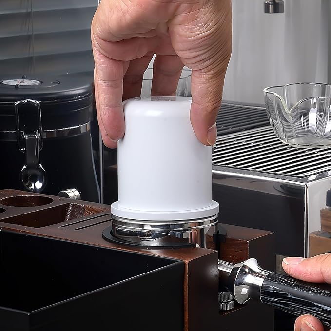 IKAPE 58MM Espresso Dosing Cup, Compatible with All the 58MM Portafilters, Espresso Coffee Accessory, Made of Aluminum (White)