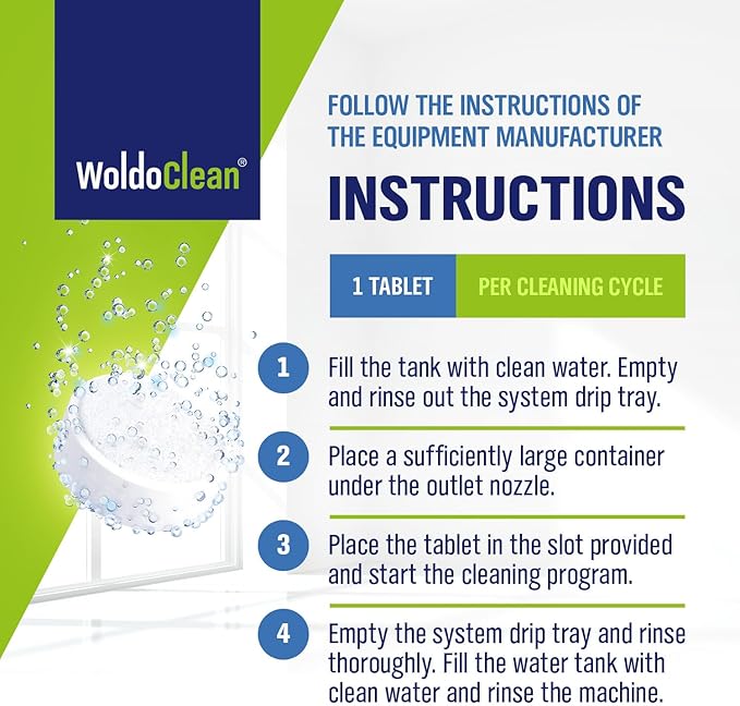 WoldoClean Espresso Machine Cleaning Tablets 40x 2g - Universal Backflush Tablets for Breville Barista Express, Jura, Gaggia, DeLonghi & Phillips, Removes Coffee Oils & Grease Residue