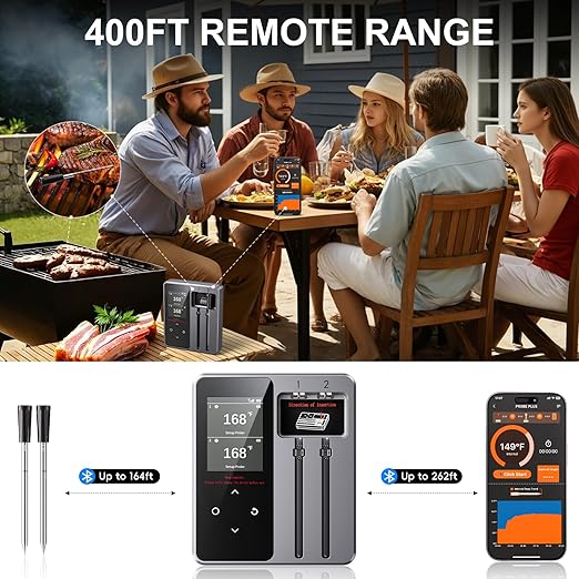 Newise Wireless Bluetooth Meat Thermometer - 2 Probes & App Control, Valentines Day Birthday Gifts for Men Him, Smart Digital Thermometer for Cooking, Oven, Smoker, BBQ, Grill