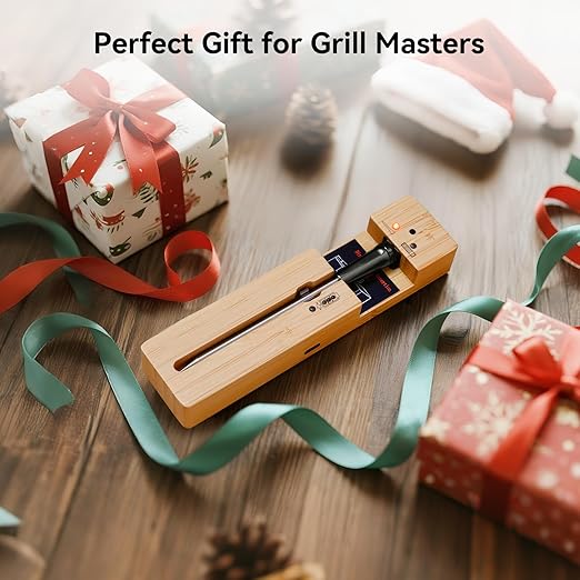 Newise Bluetooth Wireless Meat Thermometer with Smart APP, Long Range & Fast Charge, Digital Food Thermometer for Grill, Oven, Smoker, Christmas Perfect Gifts for Men Dad