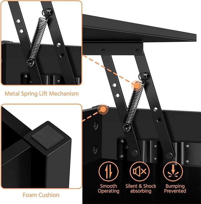 Yaheetech Coffee Table, Lift Top Coffee Table w/Hidden Storage Compartment & Lower 3 Cube Open Shelves, Lift Tabletop Center Tables for Living Room/Reception Room/Office, Black