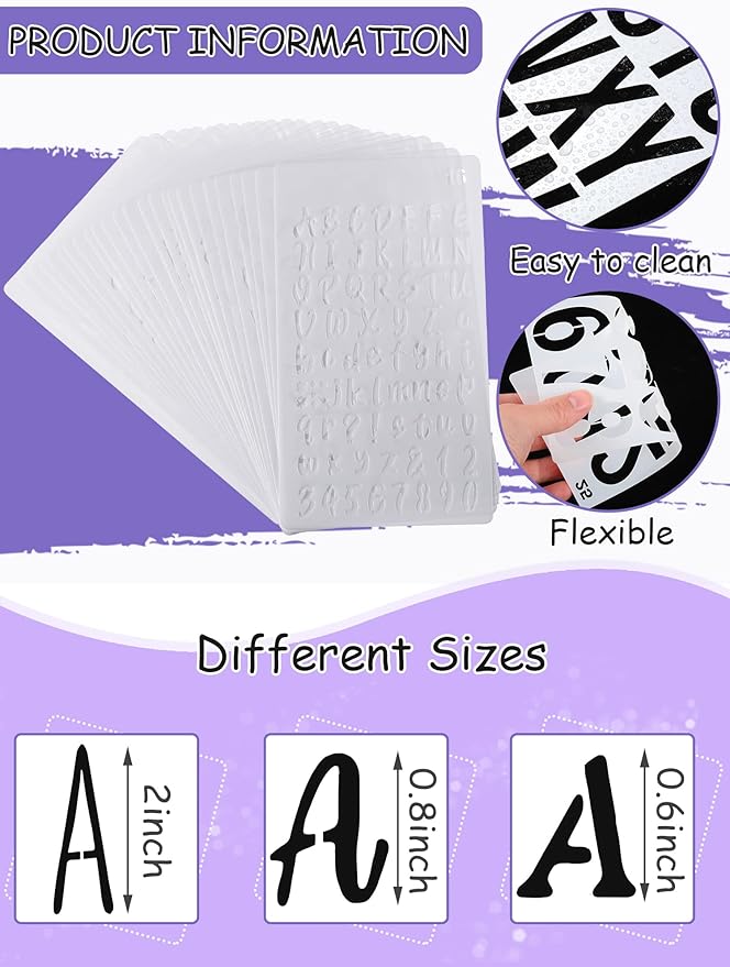 30 Pieces Letter Stencils for Painting 4 x 7 Inch Alphabet Reusable Plastic Numbers Font Templates for Journal Notebook, Diary, Scrapbook Decor Supplies
