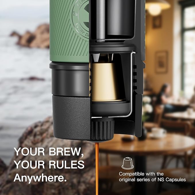 STARESSO TRAVEL NS Portable Espresso Maker, Ultra-Light Manual Coffee Machine, Compatible with Nespresso Original Pods, Perfect for Travel Camping Hiking