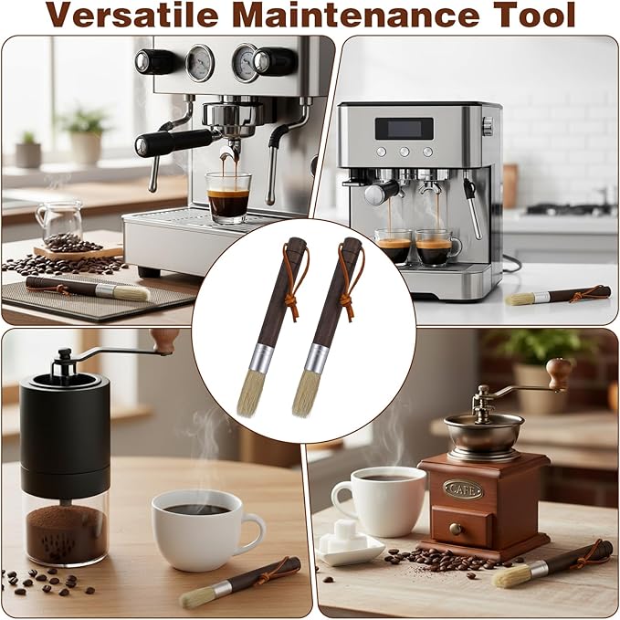 Guduling 2pcs Coffee Cleaning Brush, Espresso Machine Brush, Espresso Machine Cleaning brush for Group Heads, Shower Screen, Portafilter, Scoop, Tamper