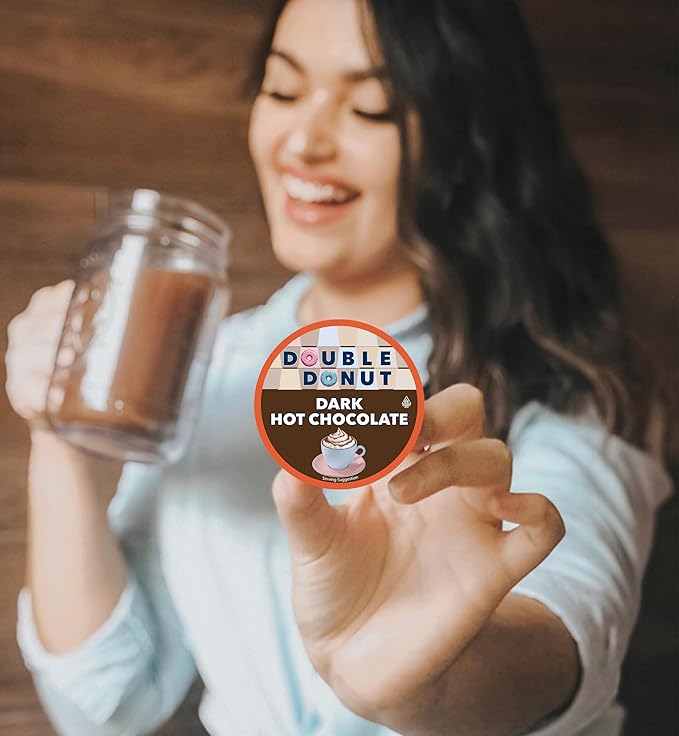 Double Donut Dark Hot Chocolate Pods for Keurig K Cups Brewers, Single Serve Dark Hot Cocoa Pods, 24 Count (Pack of 2)