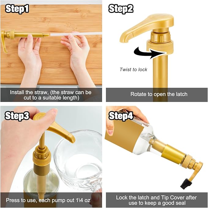Patelai 5 Pcs Syrup Pump, Flavor Syrup Pump Dispenser Replacement Fits 750ml-1l Bottles for Coffee, Flavorings