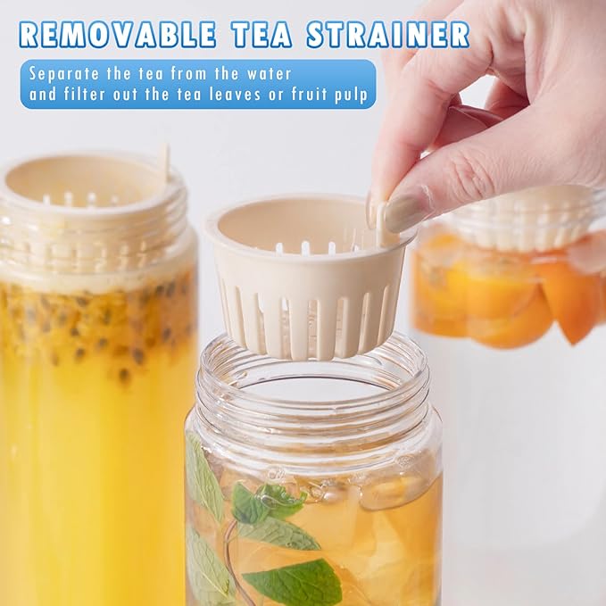 OneNine BPA Free Water Bottle, 27oz/800ml Fruit Infuser Water Bottles, Cold Brew Coffee Maker Tea Bottle with Infuser, Leakproof Portable Large Cold Brew Bottle for Travel Outdoor, Gyms, Offices(Blue)
