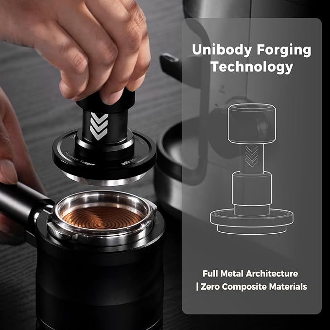 IKAPE 51MM V6 Impact Espresso Tamper with Sound Feedback, 15lb/30lb Interchangeable Springs, Espresso Low-Profile Tamper with Triple-spring System, Fits 51mm portafilters
