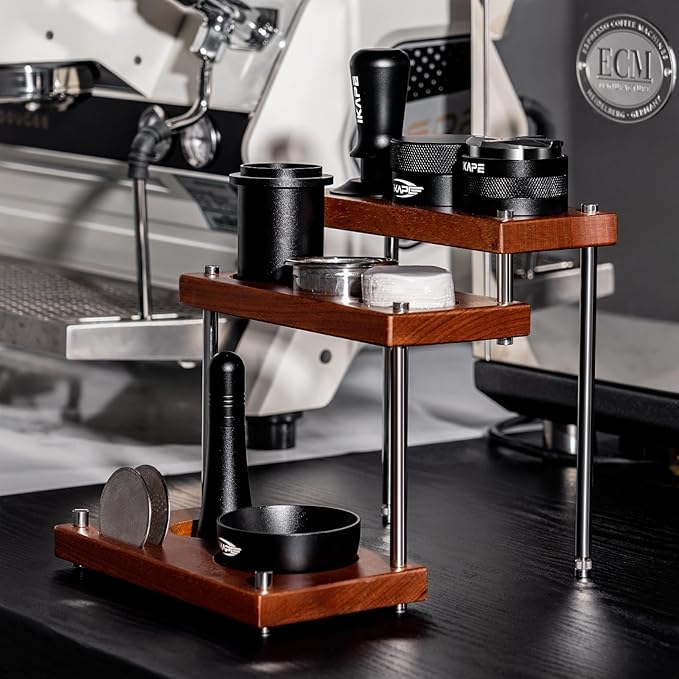 IKAPE 51/53/58mm General Espresso Tamper Station 2025 Newly, Multi-functional 3-tier Coffee Tool Storage Stand, Designed for Tamp, Distributor, Dosing Cup, Puck Screen, WDT, Basket, Funnel