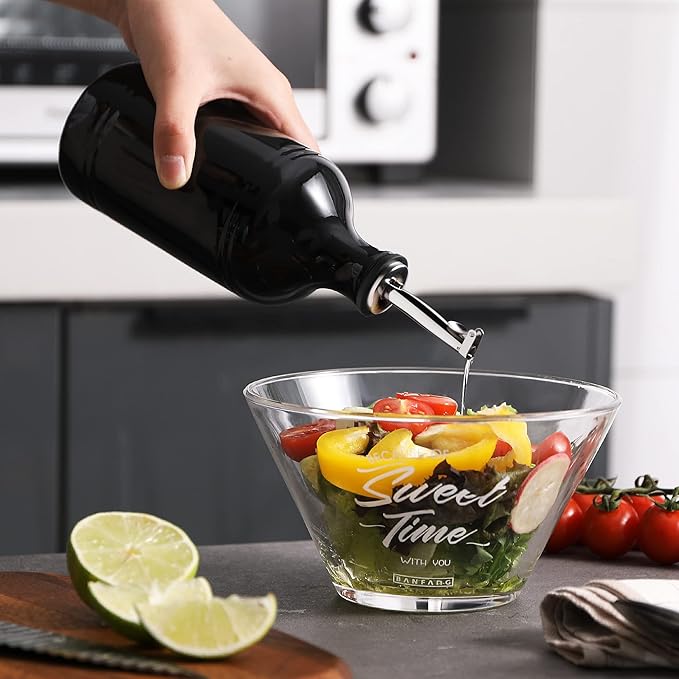 Sweejar Ceramic Olive Oil Dispenser Bottle, Opaque Oil Cruet Protects to Reduce Oxidation, Suitable for Storage Vinegar, Coffee Syrups & Other Liquids, Pack of 1, 15.5 Fl Oz (Black)