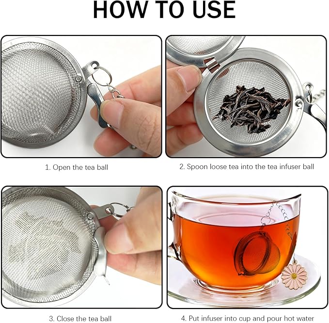 2 Pack Handmade Stainless Steel Mesh Tea Infuser with Delicate Pink Butterfly & Blossom Charm - Premium Tea Ball Strainers for Loose Leaf Tea, Elegant Tea Steeper Gifts for Tea Lovers